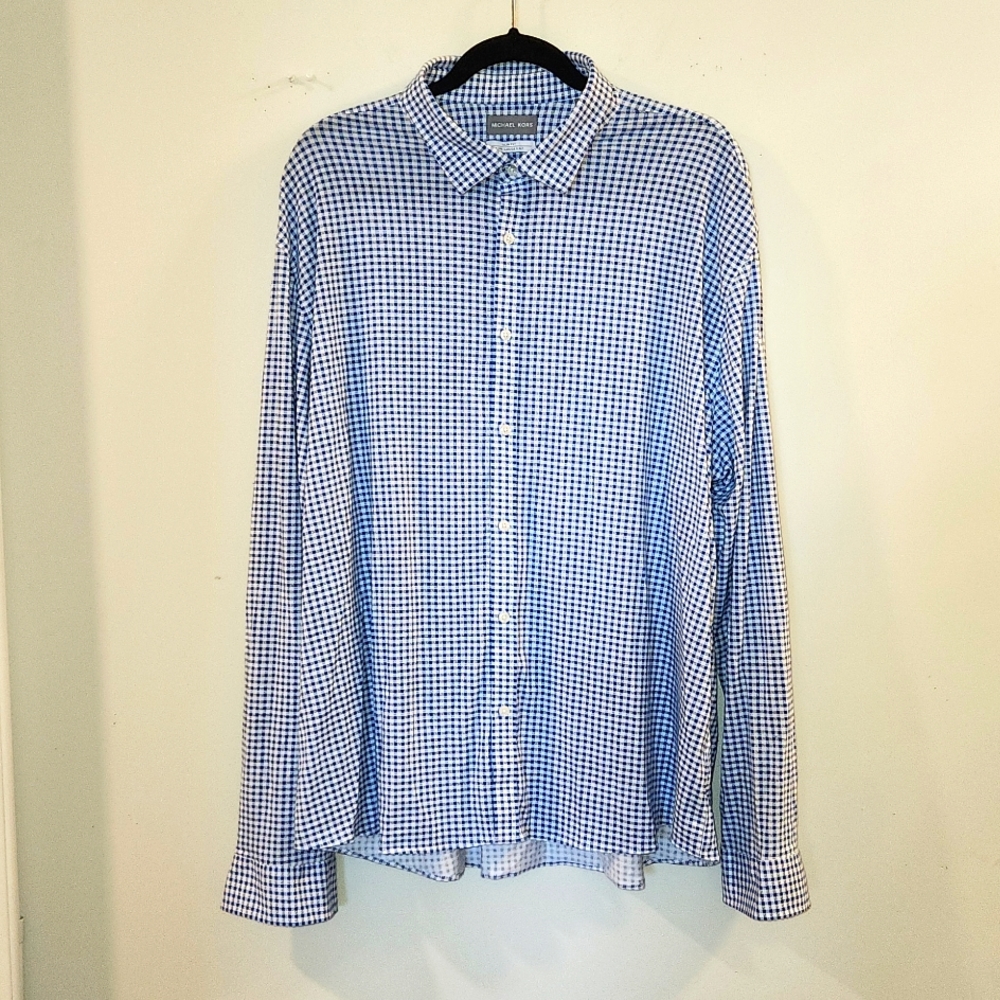 Michael Kors~ Designer Fine Gauge Knit Slim Fit Dress Shirt Size 2XL